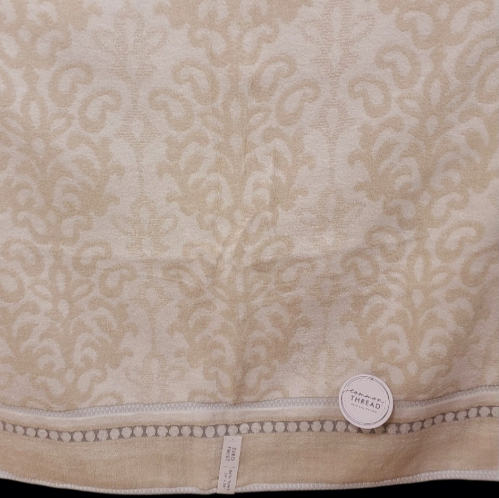 Common Thread 6pc Damask Bath Hand Tip Towel Set Tan Gray Zero Twist Cotton New - Picture 8 of 9